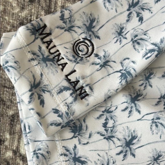 Bad Birdie Blue and White Palm Tree Golf Polo Shirt - Picture 7 of 9